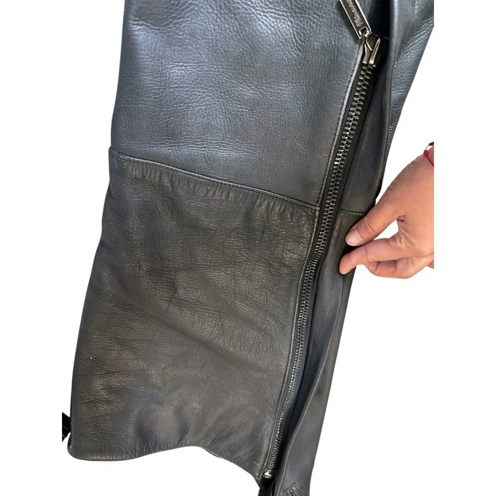 Milwaukee Biker Leather Chaps Men Large Black Adjustable Waist Motorcycle Cowboy